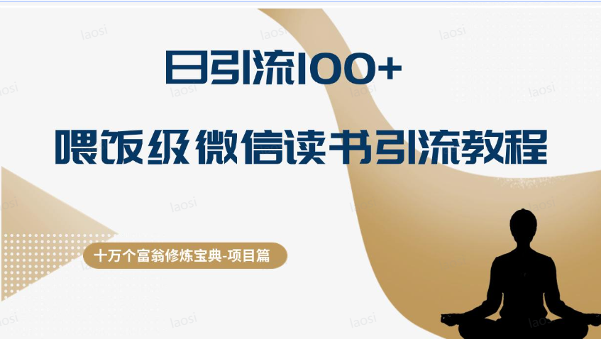 十万个富翁修炼宝典日引流100+，喂饭级微信读书引流教程，月收入实现五位数